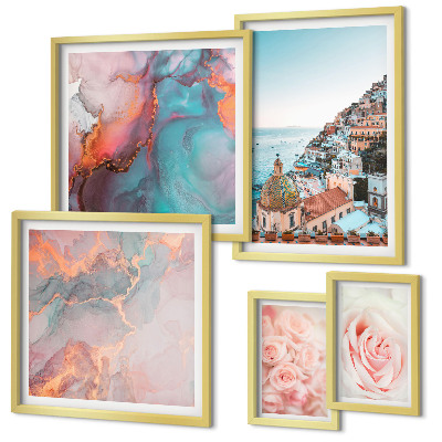 Polittico con cornice Romantici paesaggi rosa
