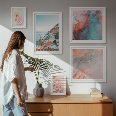 Polittico con cornice Romantici paesaggi rosa