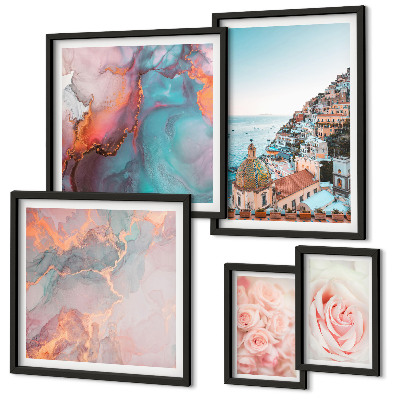 Polittico con cornice Romantici paesaggi rosa