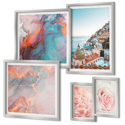 Polittico con cornice Romantici paesaggi rosa