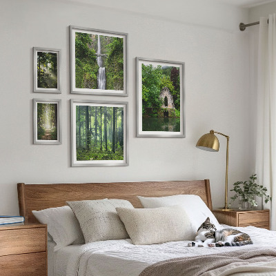 Set di 5 quadri foreste verdi cascate natura