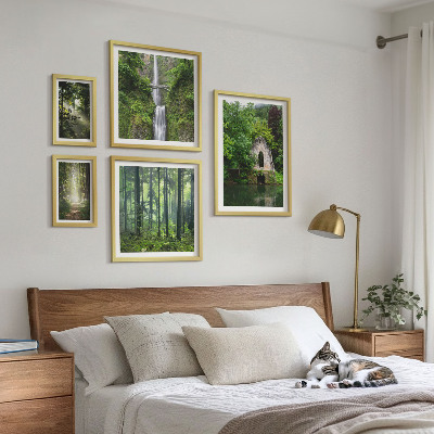 Set di 5 quadri foreste verdi cascate natura