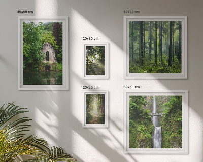 Set di 5 quadri foreste verdi cascate natura