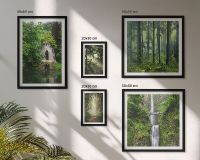 Set di 5 quadri foreste verdi cascate natura