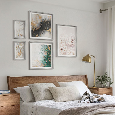 Set di 5 quadri Accenti floreali, eleganza astratta