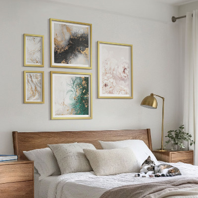 Set di 5 quadri Accenti floreali, eleganza astratta