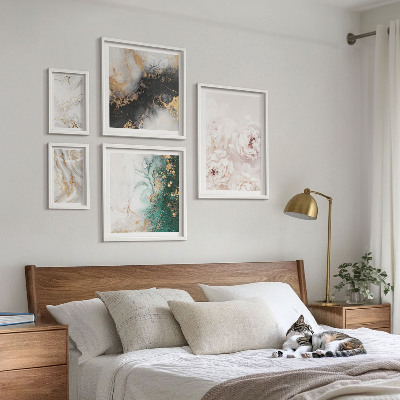 Set di 5 quadri Accenti floreali, eleganza astratta