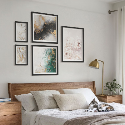 Set di 5 quadri Accenti floreali, eleganza astratta