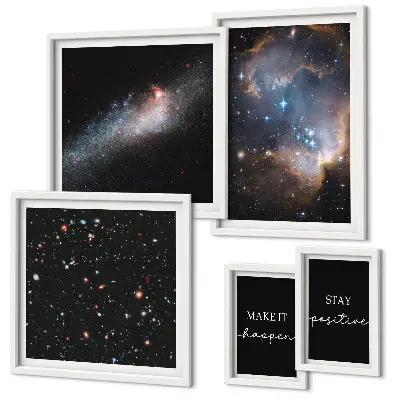 Set di quadri incorniciati con stampe di ispirazioni cosmiche e motivazionali