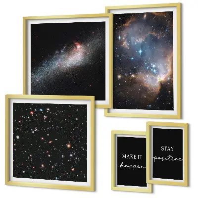 Set di quadri incorniciati con stampe di ispirazioni cosmiche e motivazionali