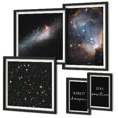 Set di quadri incorniciati con stampe di ispirazioni cosmiche e motivazionali