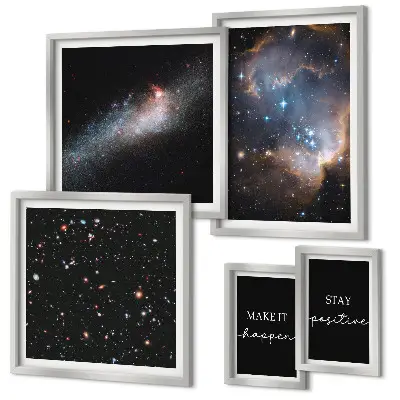 Set di quadri incorniciati con stampe di ispirazioni cosmiche e motivazionali