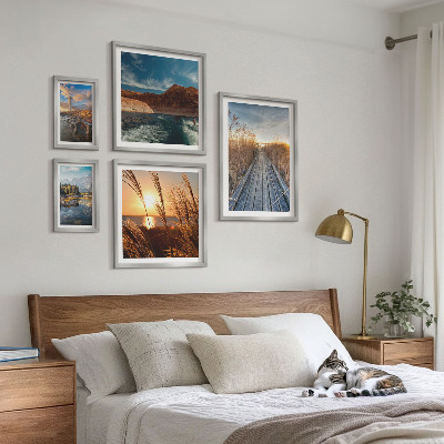 Polittico con cornice Paesaggi, acqua, vegetazione, sentiero