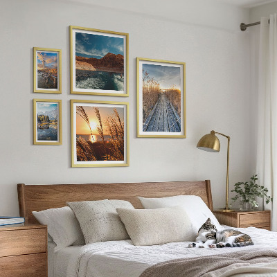 Polittico con cornice Paesaggi, acqua, vegetazione, sentiero