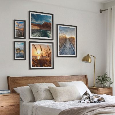 Polittico con cornice Paesaggi, acqua, vegetazione, sentiero