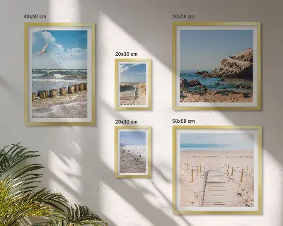 Set di 5 quadri con paesaggi costieri e spiagge