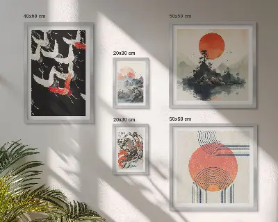 Set di quadri incorniciati con stampa di tradizione artistica giapponese nella natura