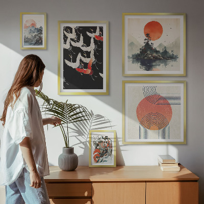 Set di quadri incorniciati Tradizione artistica giapponese nella natura