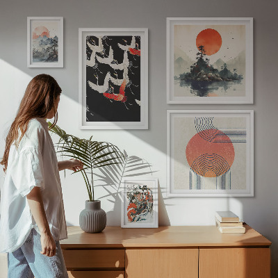 Set di quadri incorniciati Tradizione artistica giapponese nella natura