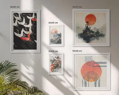 Set di quadri incorniciati con stampa di tradizione artistica giapponese nella natura