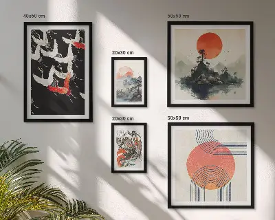 Set di quadri incorniciati con stampa di tradizione artistica giapponese nella natura