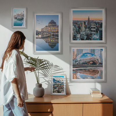Polittico con cornice Paesaggi urbani architettura natura
