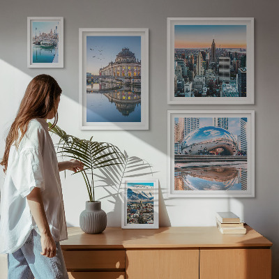 Polittico con cornice Paesaggi urbani architettura natura