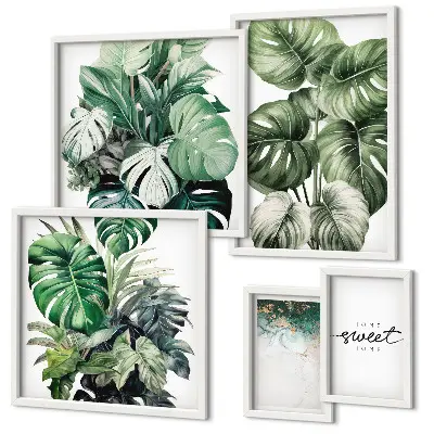 Set di 5 quadri con motivi vegetali moderni