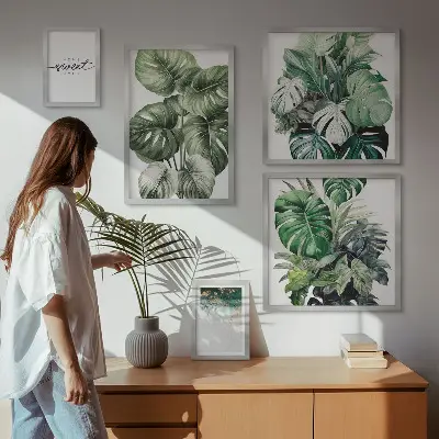 Set di 5 quadri con motivi vegetali moderni