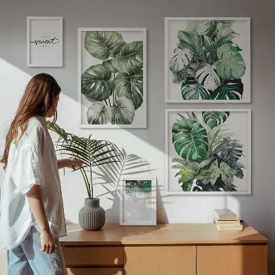 Set di 5 quadri con motivi vegetali moderni