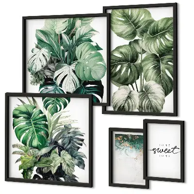 Set di 5 quadri con motivi vegetali moderni
