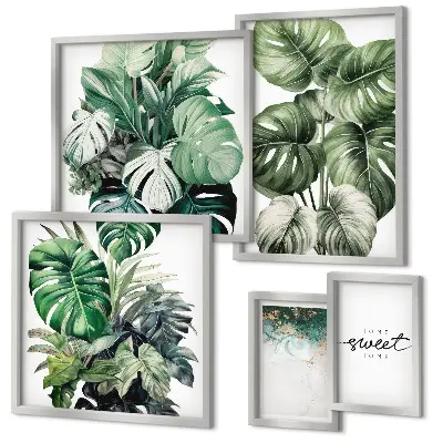 Set di 5 quadri con motivi vegetali moderni