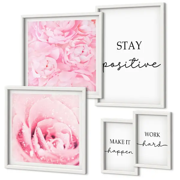 Set di quadri incorniciati con citazioni motivazionali sui fiori