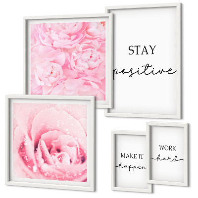 Set di quadri incorniciati Citazioni motivazionali sui fiori