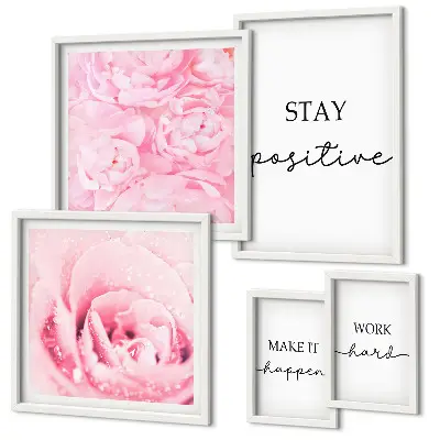 Set di quadri incorniciati con citazioni motivazionali sui fiori