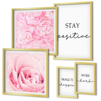 Set di quadri incorniciati Citazioni motivazionali sui fiori