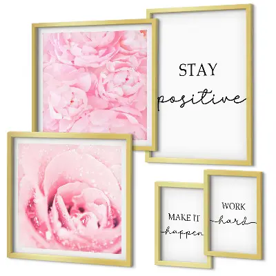 Set di quadri incorniciati con citazioni motivazionali sui fiori