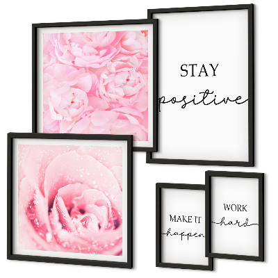 Set di quadri incorniciati Citazioni motivazionali sui fiori