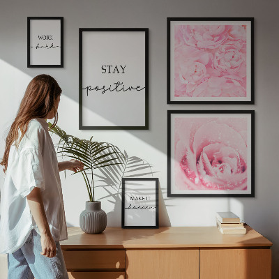 Set di quadri incorniciati Citazioni motivazionali sui fiori