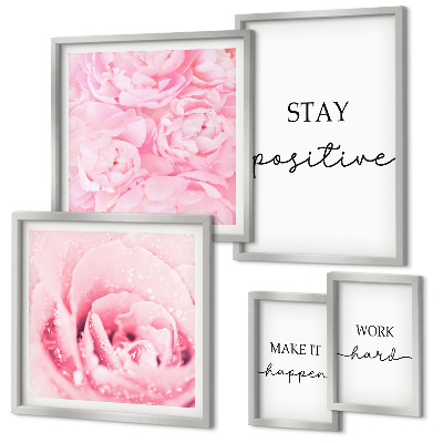 Set di quadri incorniciati Citazioni motivazionali sui fiori