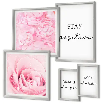 Set di quadri incorniciati con citazioni motivazionali sui fiori
