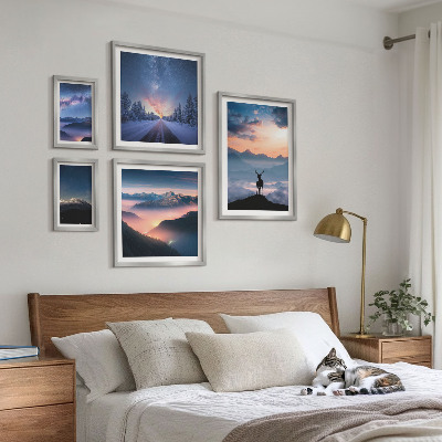Set di quadri incorniciati Paesaggi montani di notte