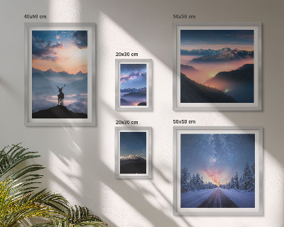 Set di quadri incorniciati Paesaggi montani di notte