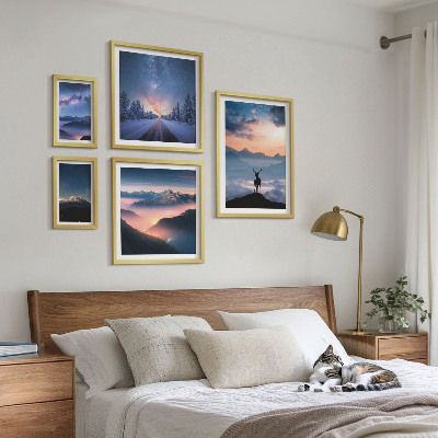 Set di quadri incorniciati Paesaggi montani di notte