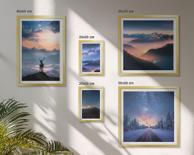Set di quadri incorniciati Paesaggi montani di notte