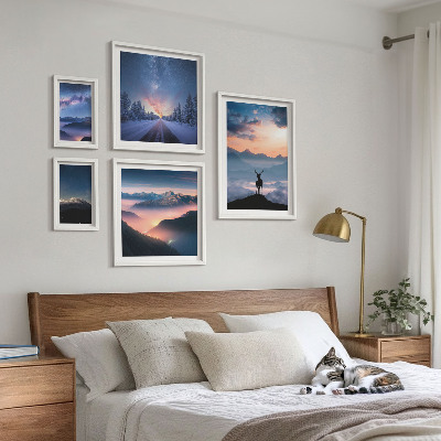Set di quadri incorniciati Paesaggi montani di notte