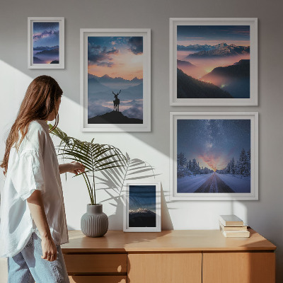 Set di quadri incorniciati Paesaggi montani di notte