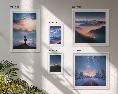 Set di quadri incorniciati Paesaggi montani di notte
