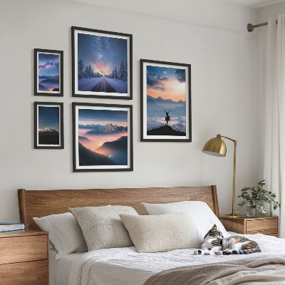 Set di quadri incorniciati Paesaggi montani di notte