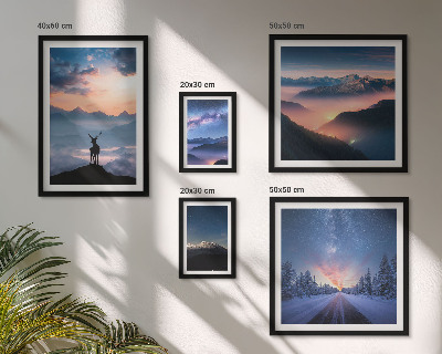 Set di quadri incorniciati Paesaggi montani di notte